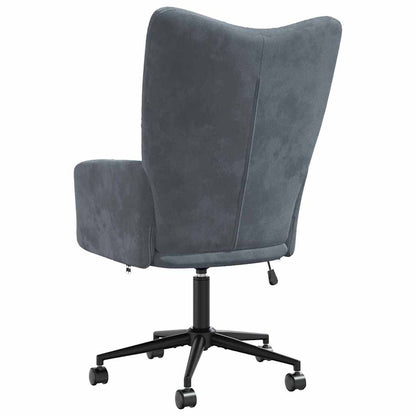 Relaxing Chair with Wheels Dark Grey Velvet