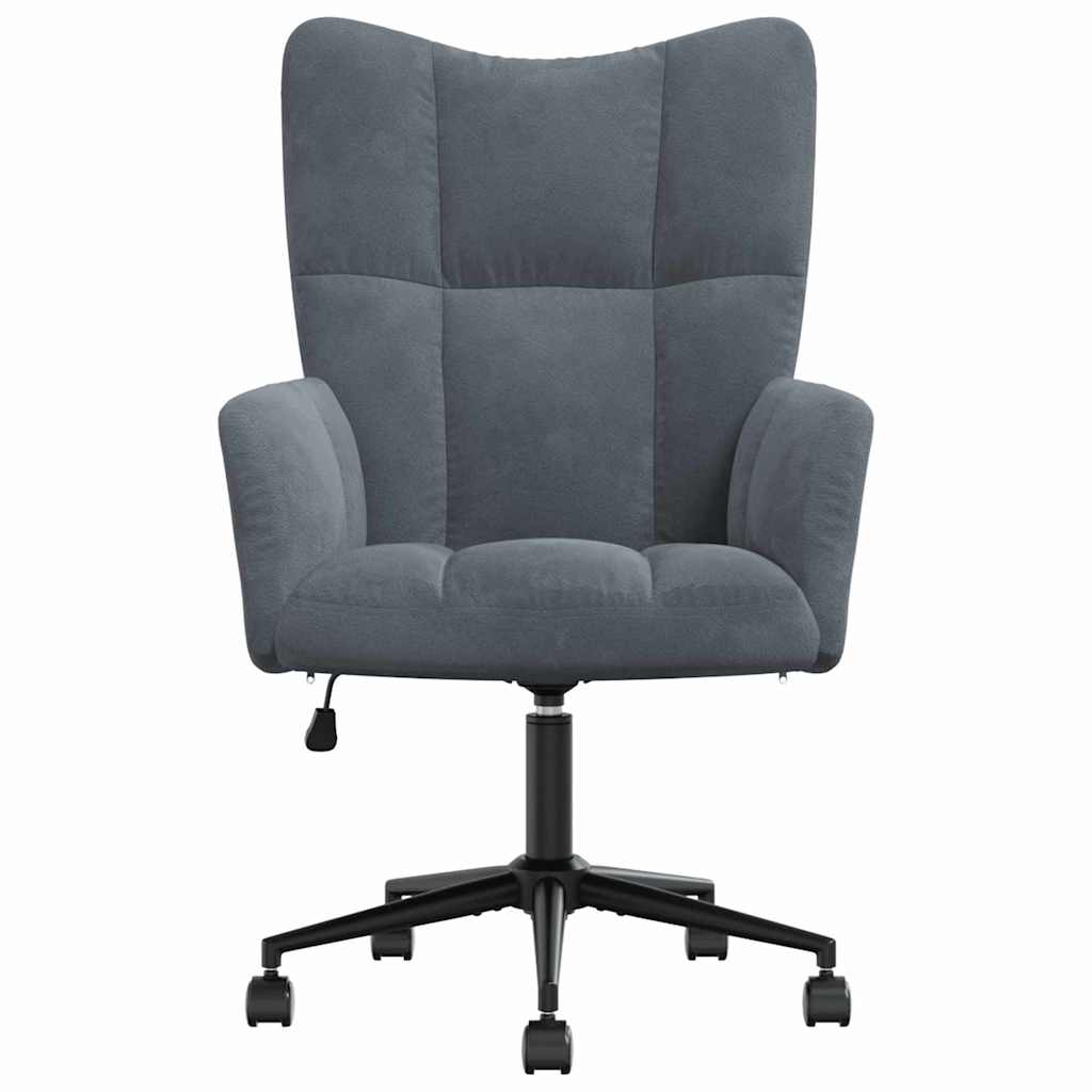 Relaxing Chair with Wheels Dark Grey Velvet