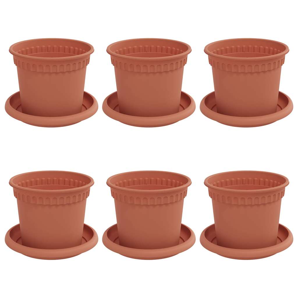 Plant Pots 6 pcs Brick Red Ø 12.5 x 10 cm Plastic
