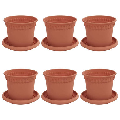 Plant Pots 6 pcs Brick Red Ø 12.5 x 10 cm Plastic