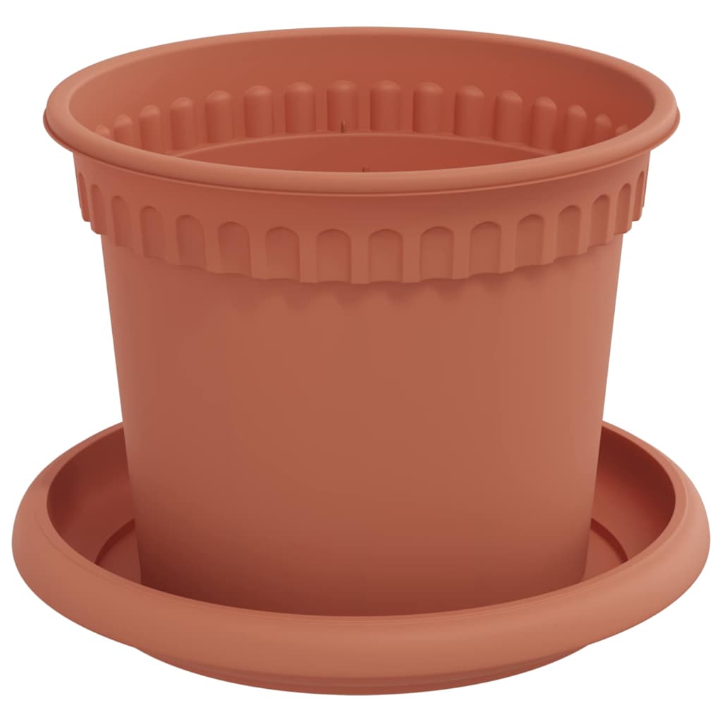 Plant Pots 6 pcs Brick Red Ø 12.5 x 10 cm Plastic