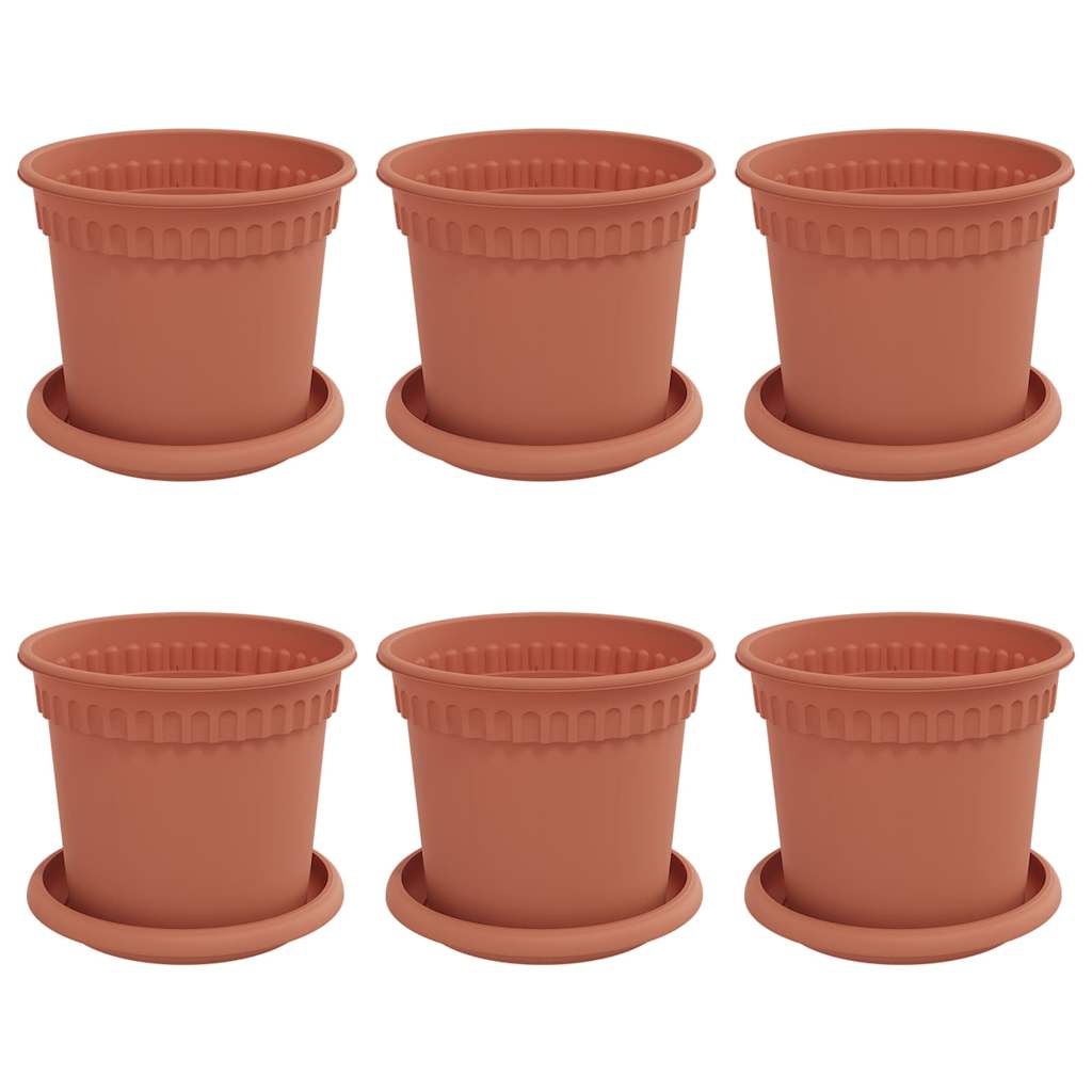 Plant Pots 6 pcs Brick Red Ø 15 x 12 cm Plastic