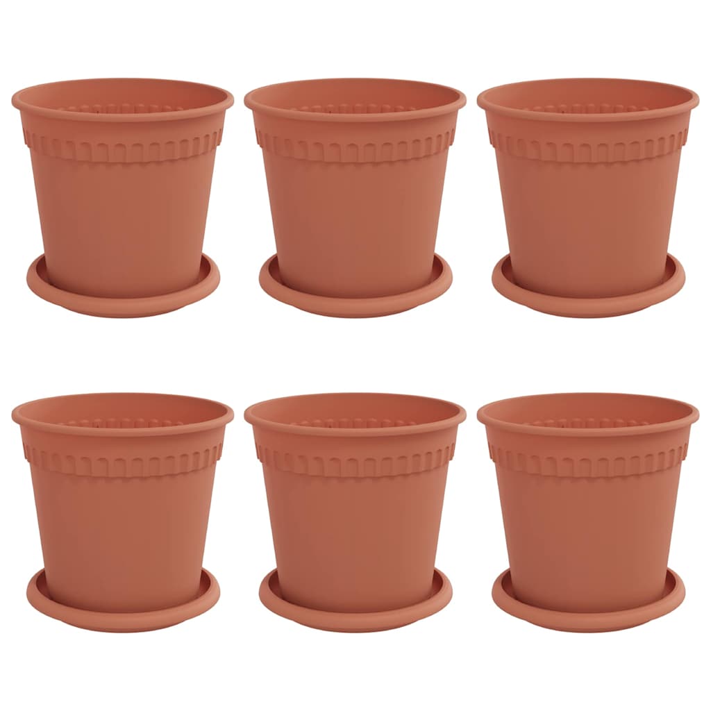 Plant Pots 6 pcs Brick Red Ø 17 x 14 cm Plastic
