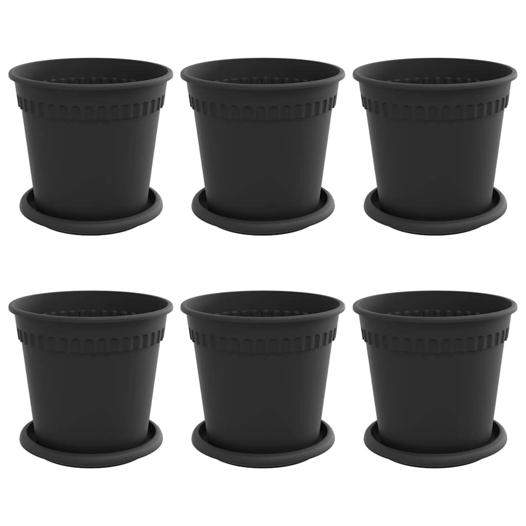 Plant Pots 6 pcs Black Ø 17 x 14 cm Plastic