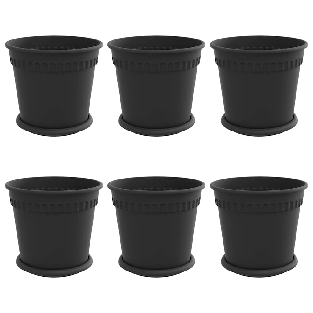 Plant Pots 6 pcs Black Ø 19 x 16 cm Plastic