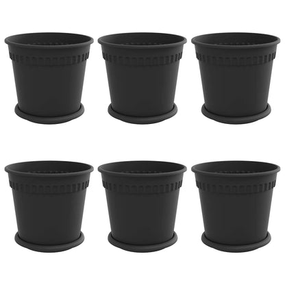 Plant Pots 6 pcs Black Ø 19 x 16 cm Plastic