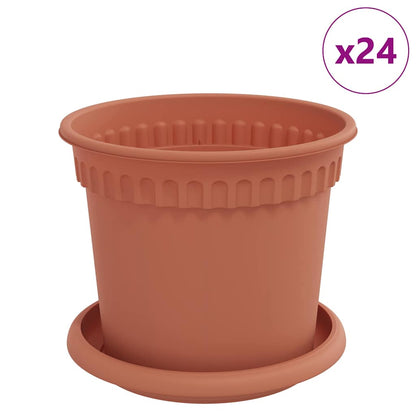 Plant Pots 24 pcs Brick Red Ø 15 x 12 cm Plastic