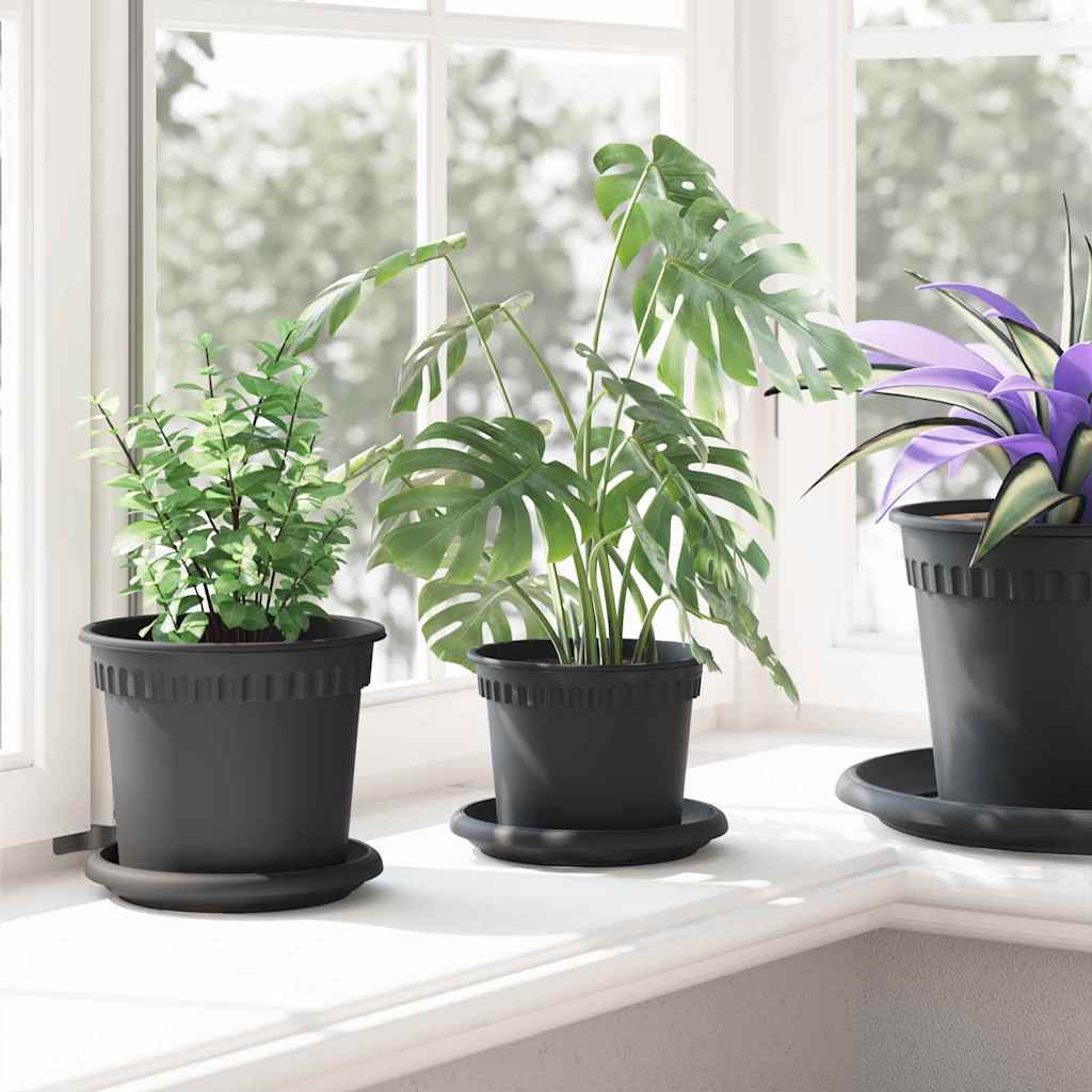 Plant Pots 24 pcs Black Ø 12.5 x 10 cm Plastic