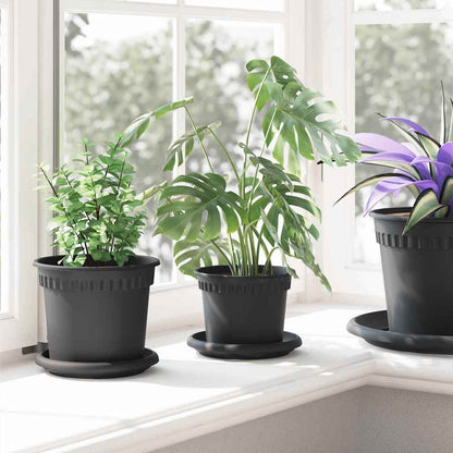 Plant Pots 24 pcs Black Ø 12.5 x 10 cm Plastic