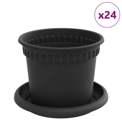 Plant Pots 24 pcs Black Ø 12.5 x 10 cm Plastic