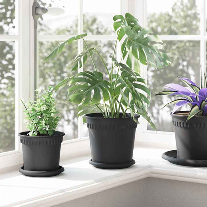 Plant Pots 24 pcs Black Ø 19 x 16 cm Plastic