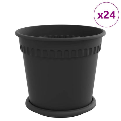 Plant Pots 24 pcs Black Ø 19 x 16 cm Plastic