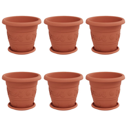 Plant Pots 6 pcs Brick Red Ø 26 x 21.5 cm Plastic