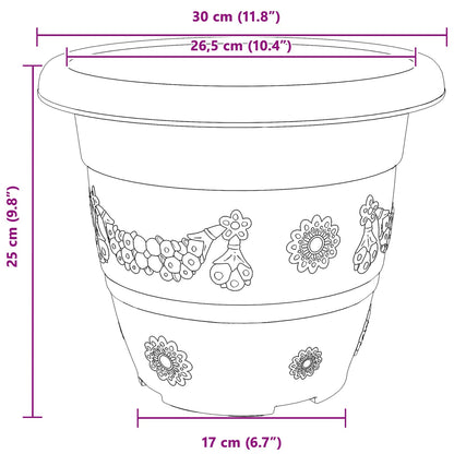 Plant Pots 6 pcs Brick Red Ø 30 x 25 cm Plastic