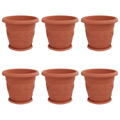 Plant Pots 6 pcs Brick Red Ø 34 x 28 cm Plastic