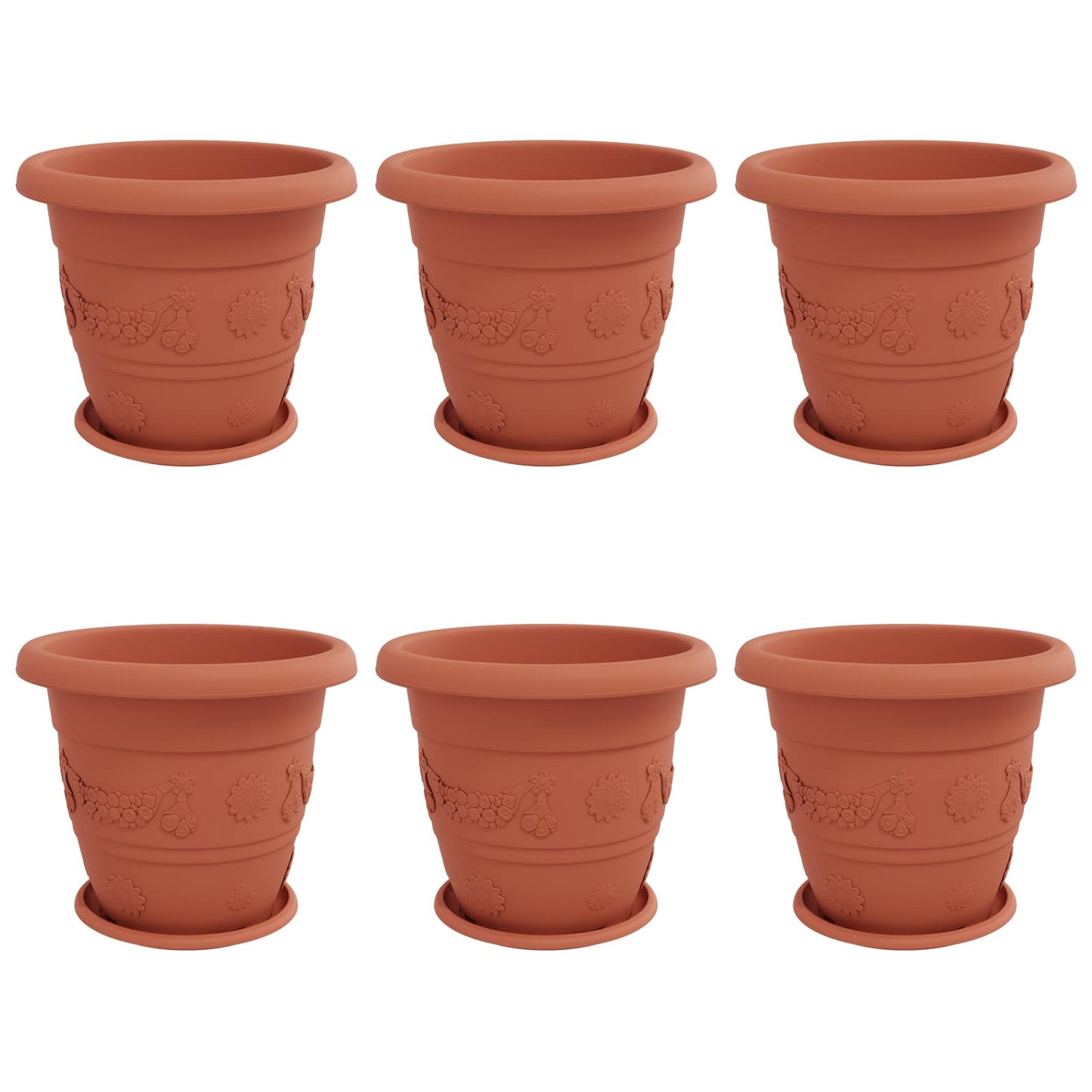 Plant Pots 6 pcs Brick Red Ø 39 x 32 cm Plastic