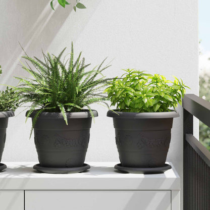 Plant Pots 6 pcs Black Ø 22 x 18 cm Plastic