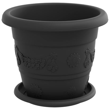 Plant Pots 6 pcs Black Ø 22 x 18 cm Plastic