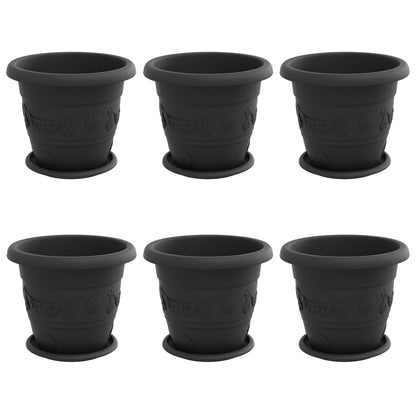 Plant Pots 6 pcs Black Ø 26 x 21.5 cm Plastic