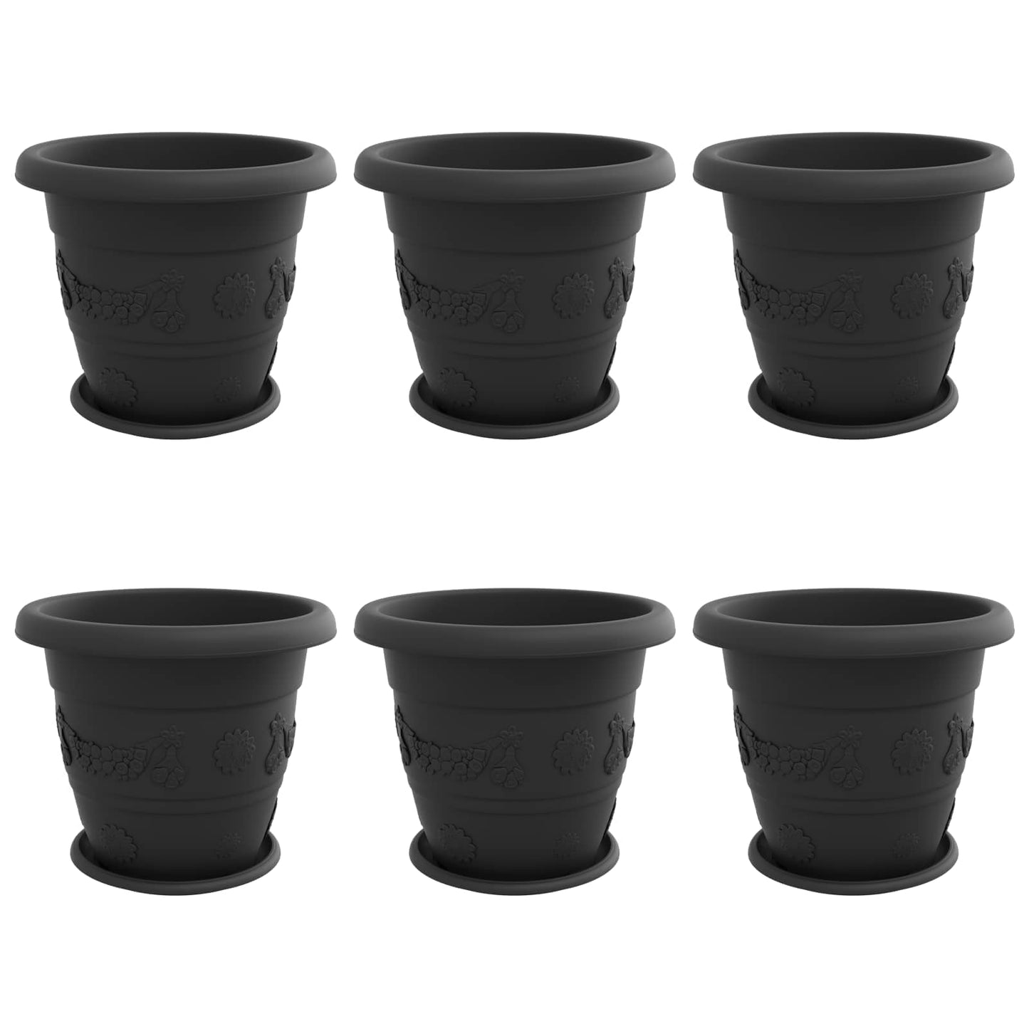 Plant Pots 6 pcs Black Ø 39 x 32 cm Plastic