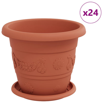 Plant Pots 24 pcs Brick Red Ø 22 x 18 cm Plastic