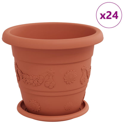 Plant Pots 24 pcs Brick Red Ø 26 x 21.5 cm Plastic
