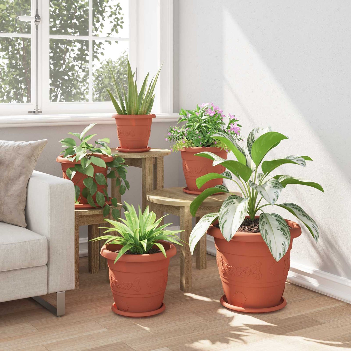 Plant Pots 24 pcs Brick Red Ø 30 x 25 cm Plastic