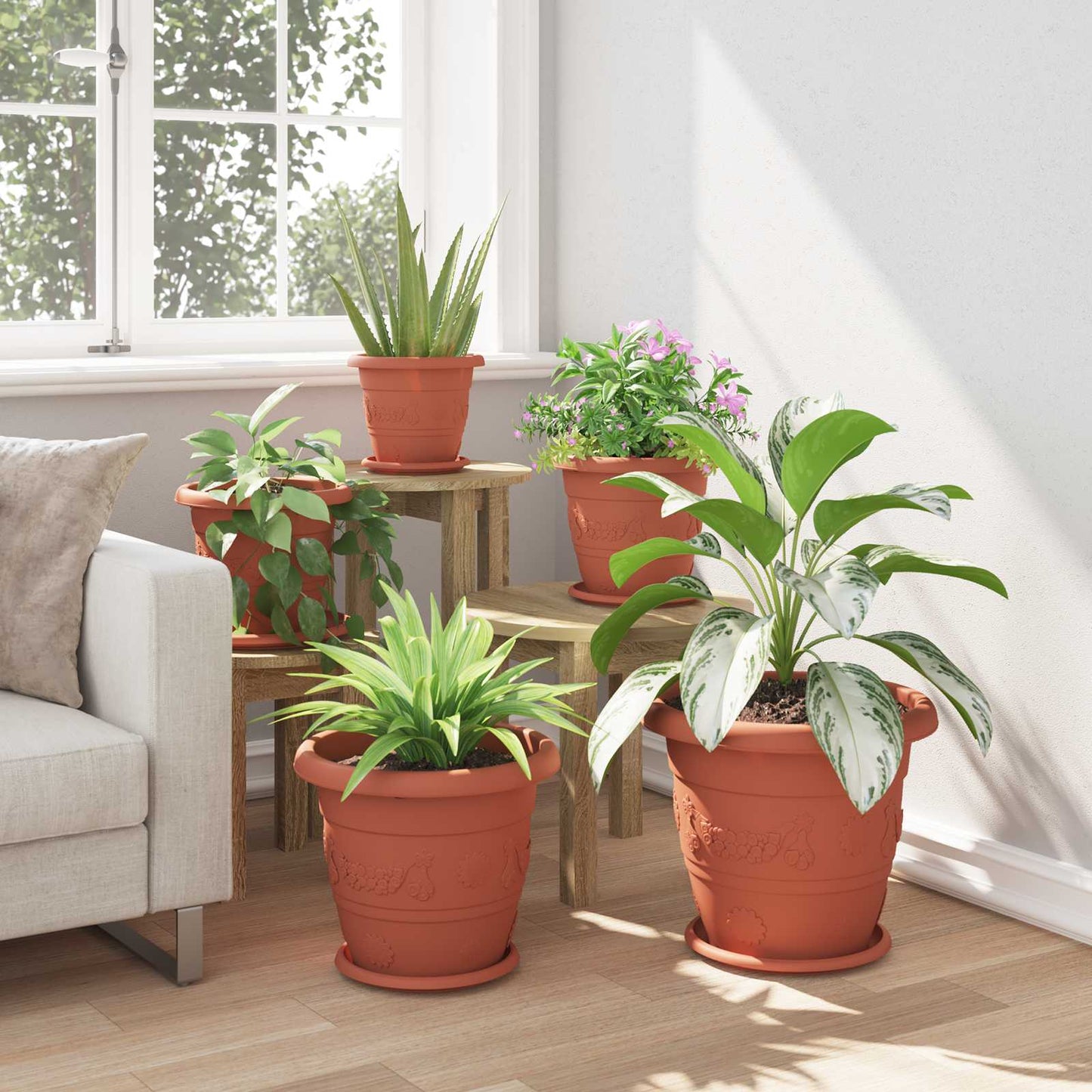 Plant Pots 24 pcs Brick Red Ø 34 x 28 cm Plastic