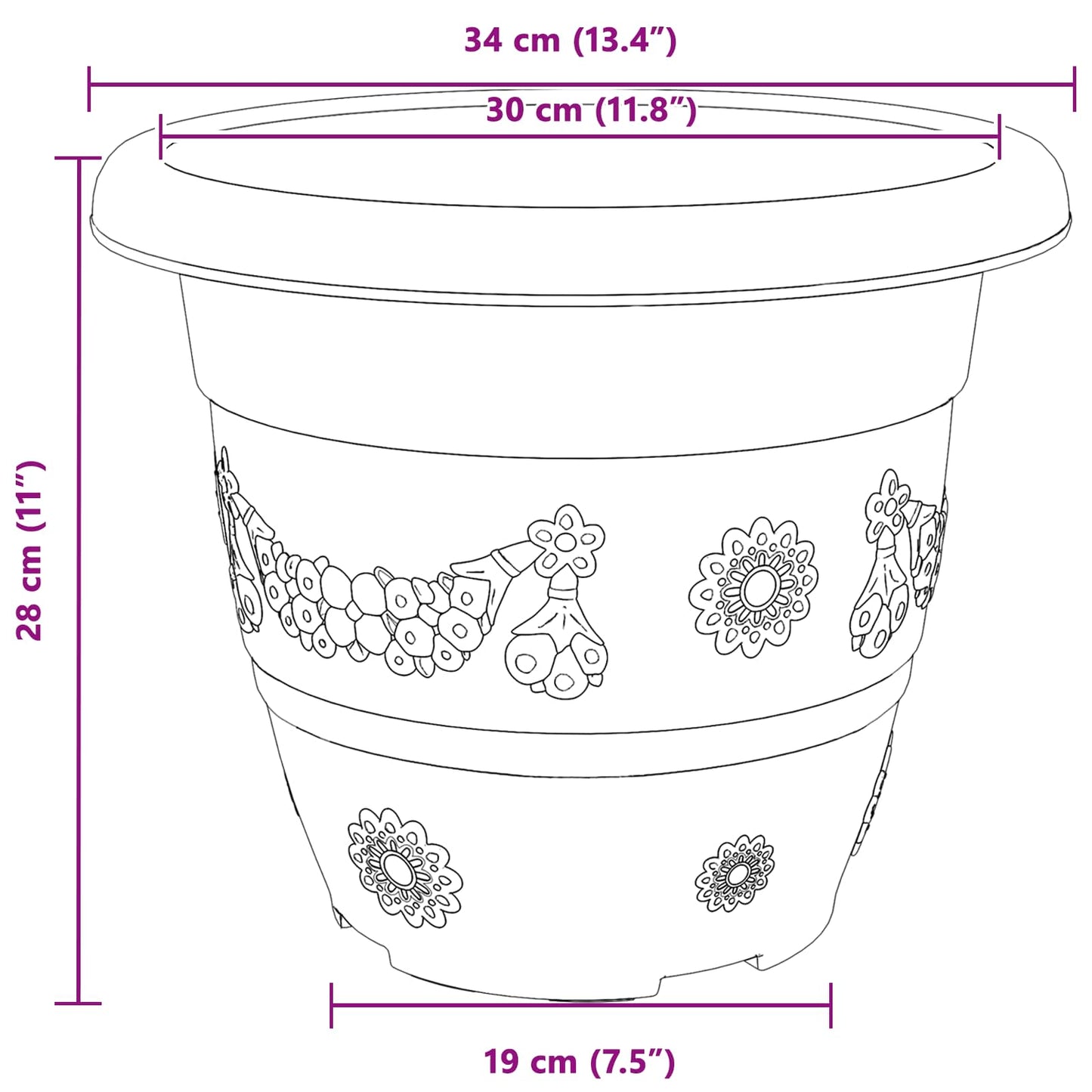 Plant Pots 24 pcs Brick Red Ø 34 x 28 cm Plastic