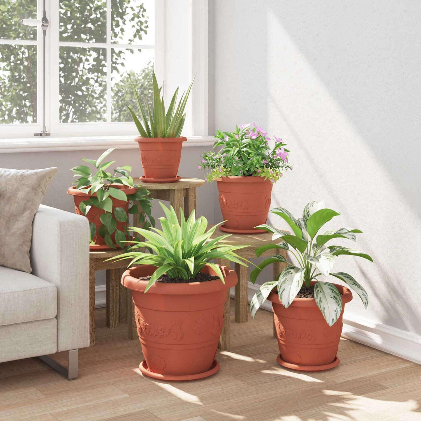 Plant Pots 24 pcs Brick Red Ø 39 x 32 cm Plastic