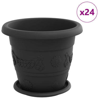 Plant Pots 24 pcs Black Ø 26 x 21.5 cm Plastic