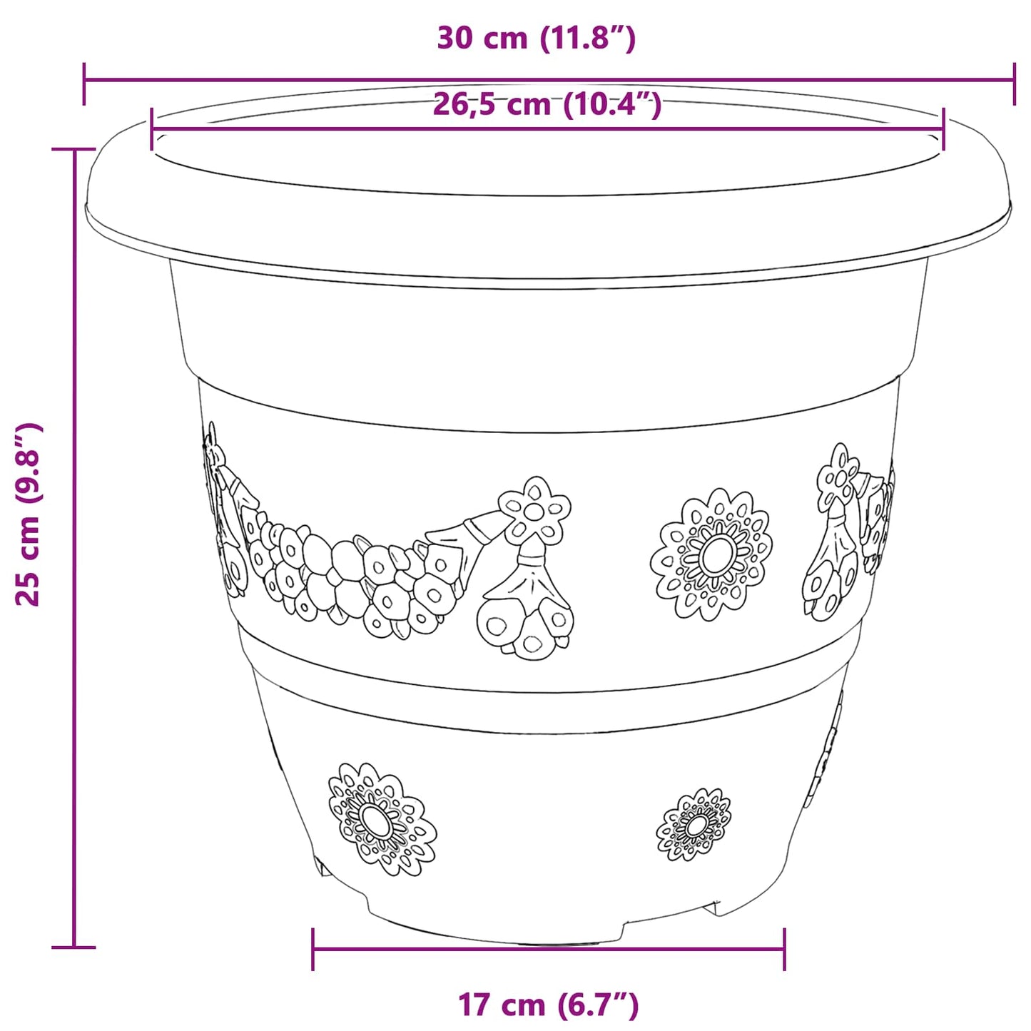 Plant Pots 24 pcs Black Ø 30 x 25 cm Plastic