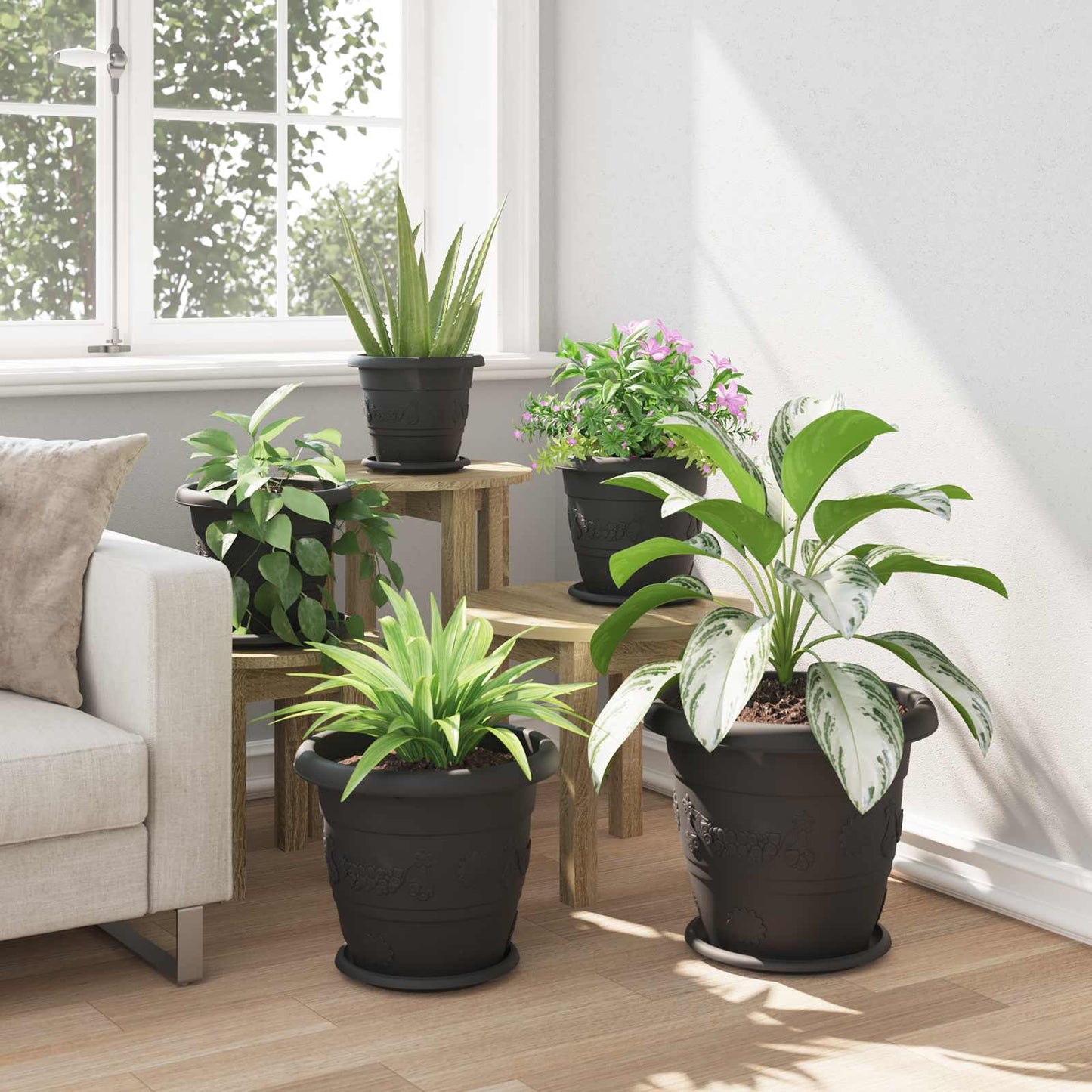 Plant Pots 24 pcs Black Ø 34 x 28 cm Plastic