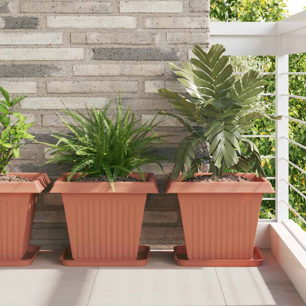 Plant Pots 6 pcs Brick Red Plastic