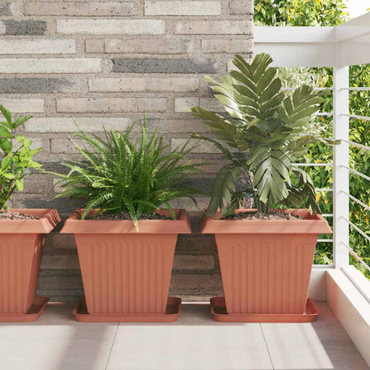 Plant Pots 6 pcs Brick Red Plastic