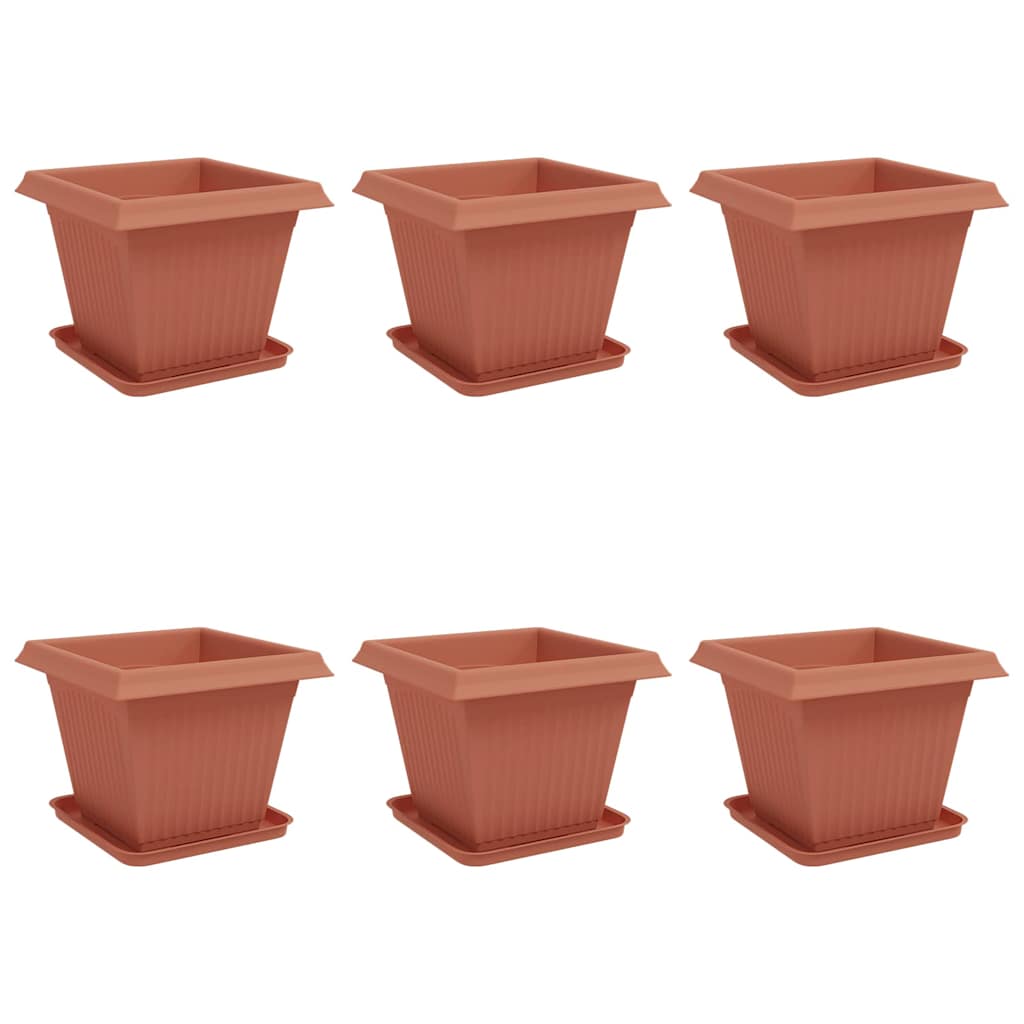 Plant Pots 6 pcs Brick Red Plastic