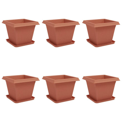 Plant Pots 6 pcs Brick Red Plastic