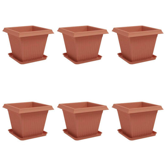 Plant Pots 6 pcs Brick Red Plastic