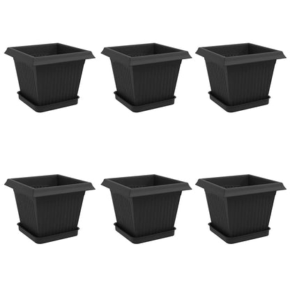Plant Pots 6 pcs Black Plastic