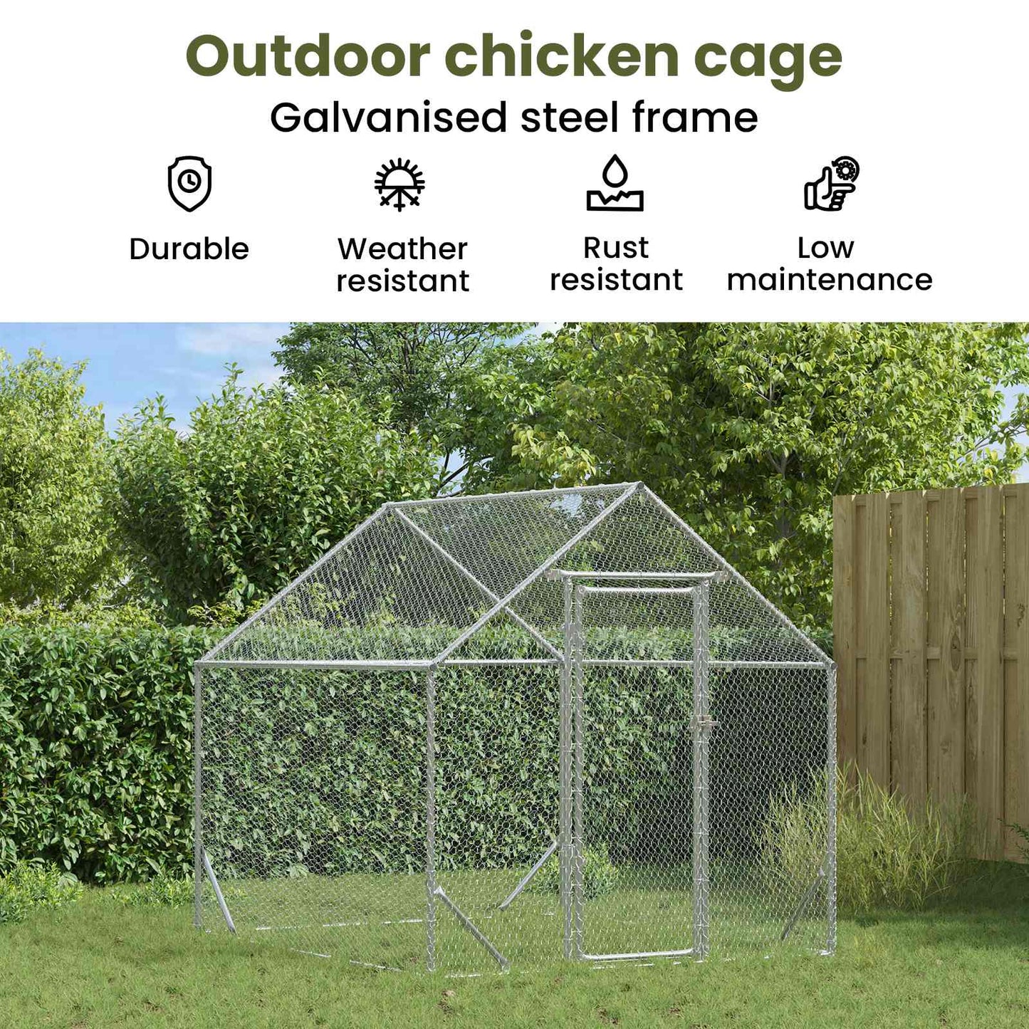 Chicken Cage Silver 200 x 170 x 177 cm Galvanised Steel