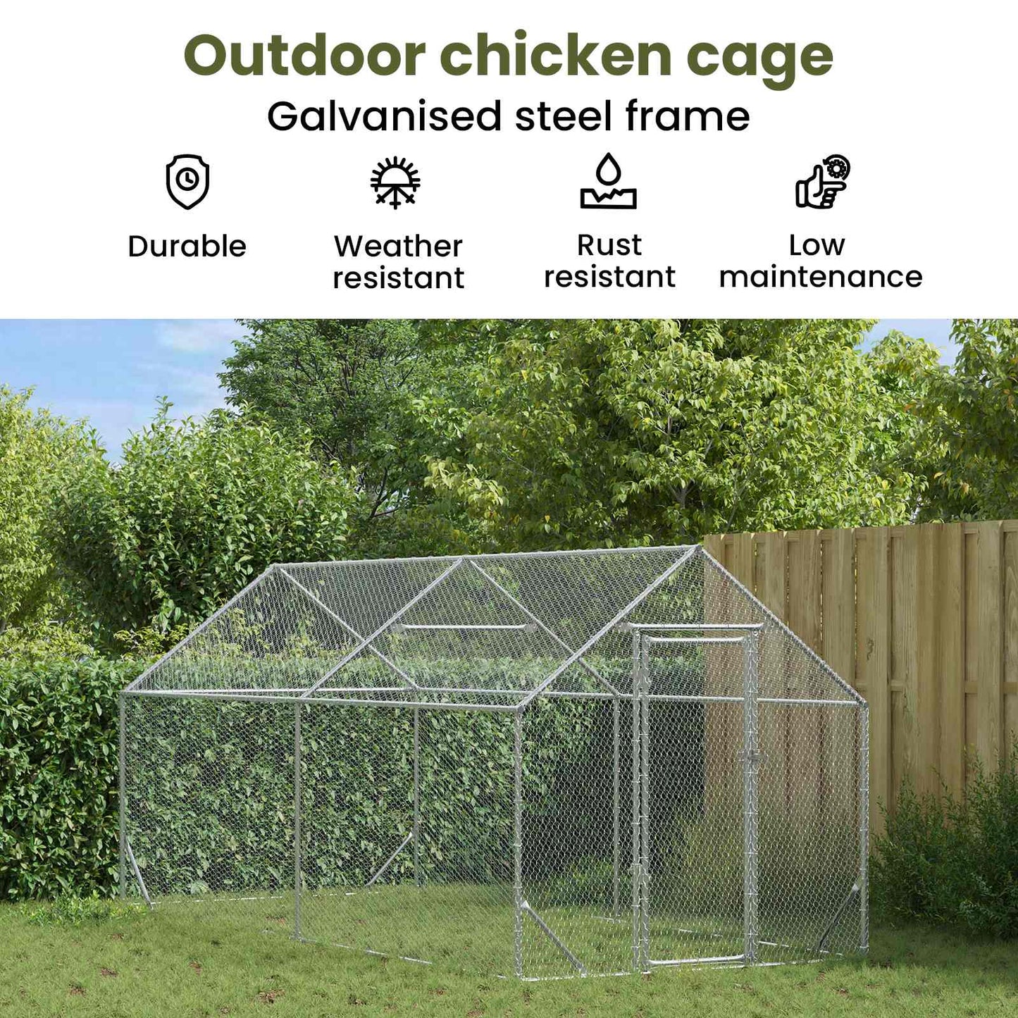 Chicken Cage Silver 400 x 170 x 177 cm Galvanised Steel