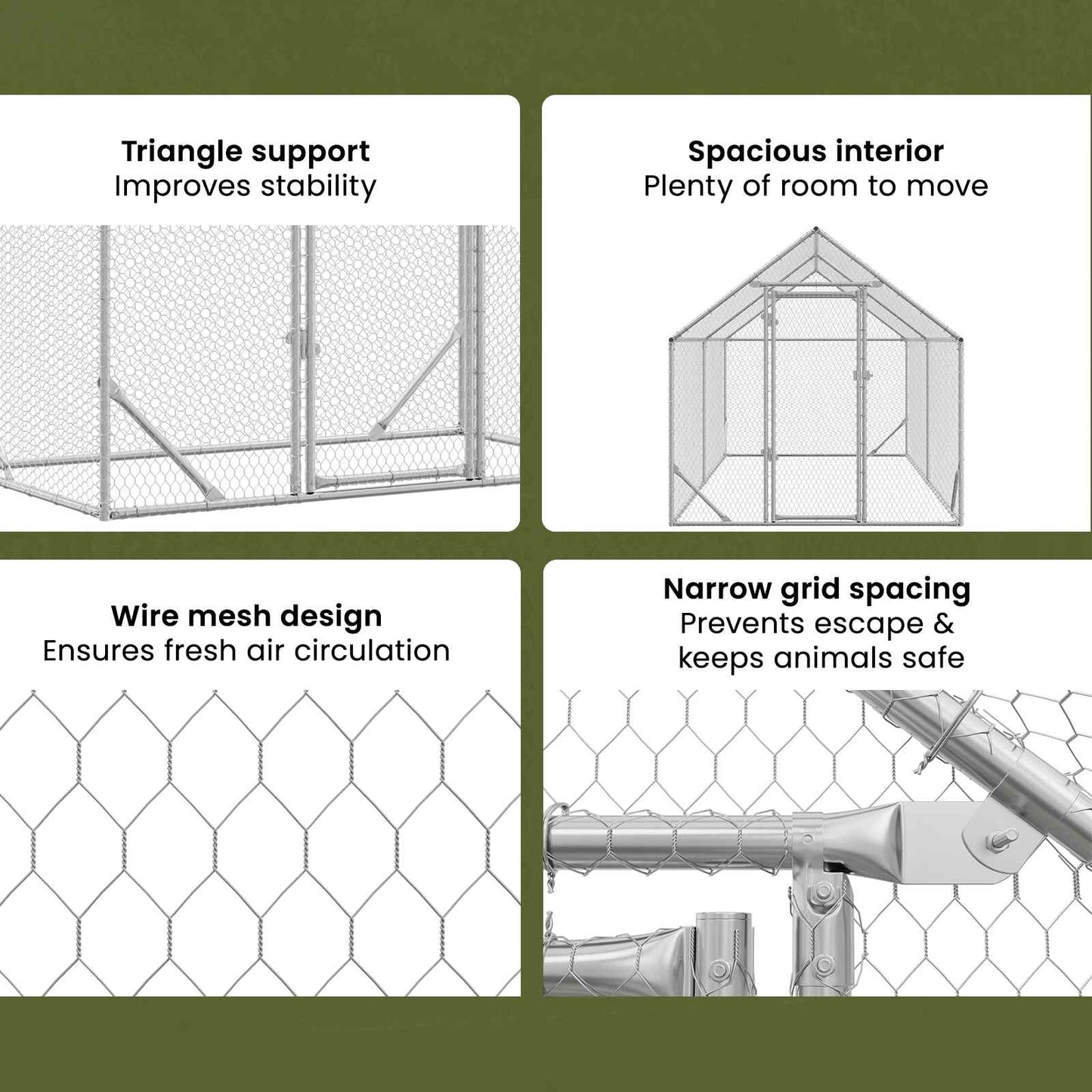 Chicken Cage Silver 400 x 170 x 177 cm Galvanised Steel