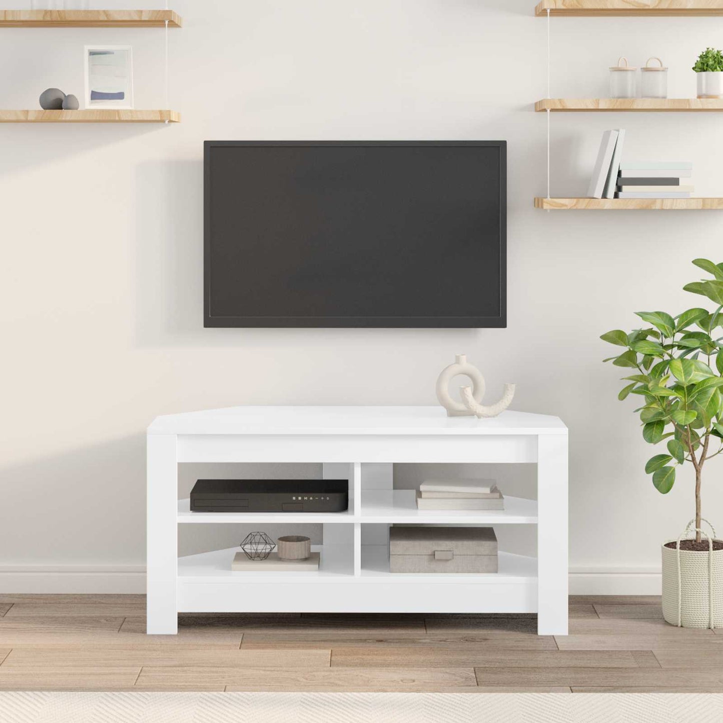 Corner TV Cabinet 102 x 40.5 x 45 cm White Engineered Wood