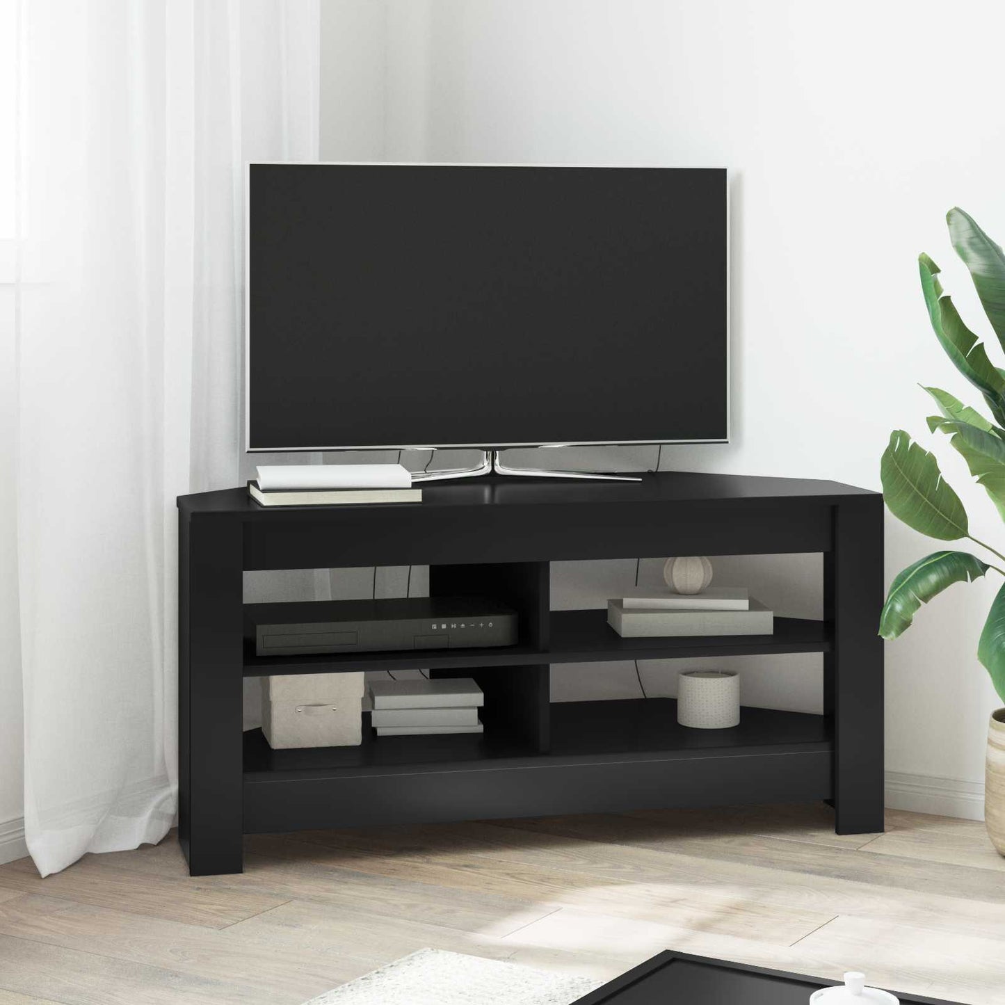Corner TV Cabinet 102 x 41 x 50 cm Black Engineered Wood
