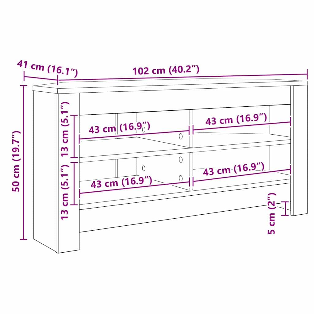 Corner TV Cabinet 102 x 40.5 x 45 cm Sonoma Oak Engineered Wood