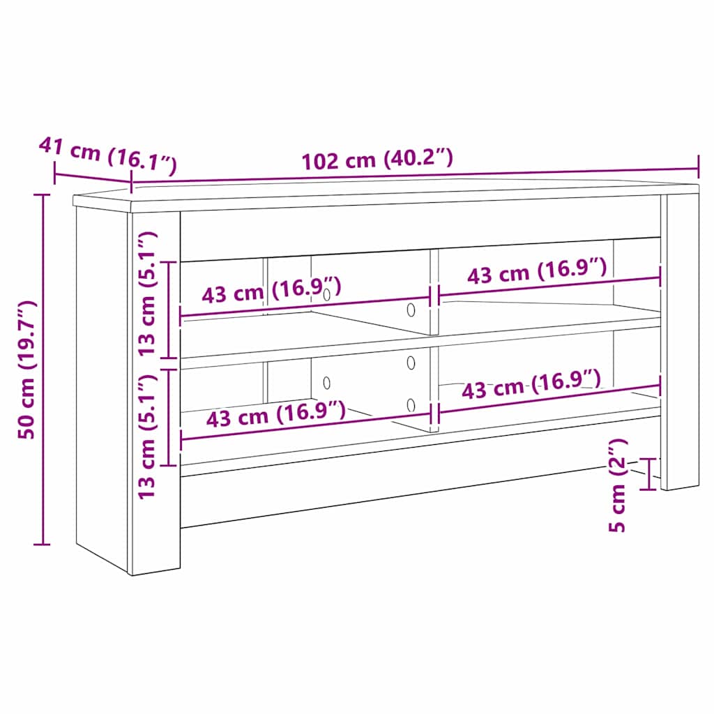 Corner TV Cabinet 102 x 40.5 x 45 cm Artisan Oak
