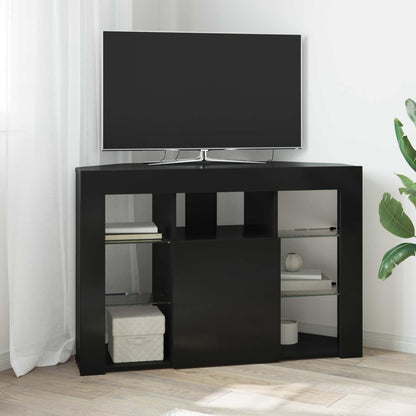 Corner LED TV Cabinet 100x40x68cm Black Engineered Wood