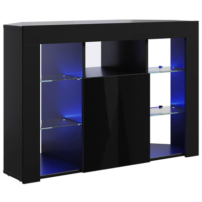 Corner LED TV Cabinet 100x40x68cm Black Engineered Wood