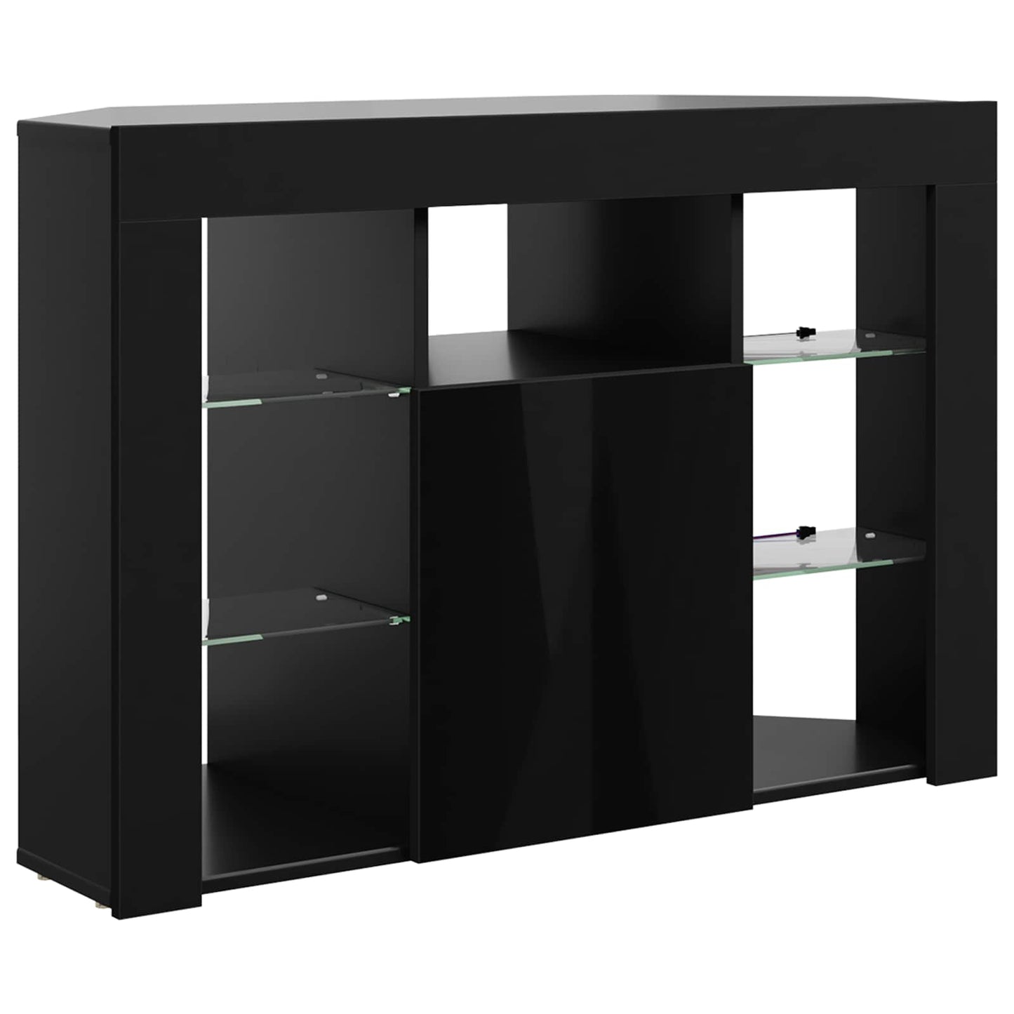 Corner LED TV Cabinet 100x40x68cm Black Engineered Wood