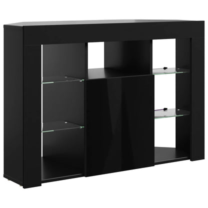 Corner LED TV Cabinet 100x40x68cm Black Engineered Wood